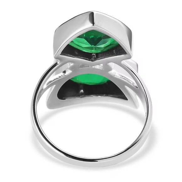 Sajen Rainbow Caribbean Doublet Quartz 7.80 ctw Ring Rhodium over Sterling Sz6 - Picture 2 of 6